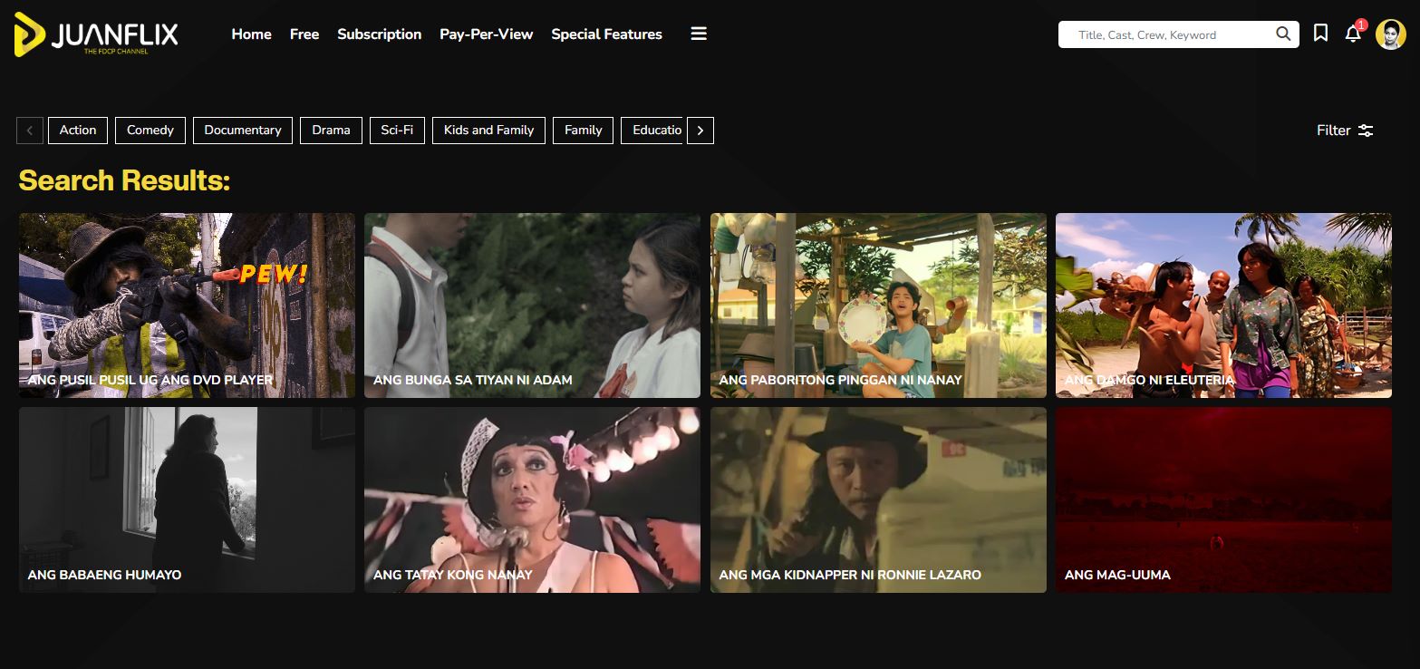 Juanflix Search Page